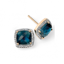 BLUE TOPAZ PAVED DIAMOND EARRINGS